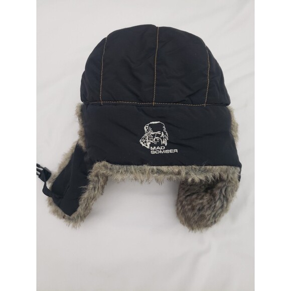Mad Bomber Suplex Black Trapper Aviation Hat Faux Fur Size Large - Picture 3 of 9